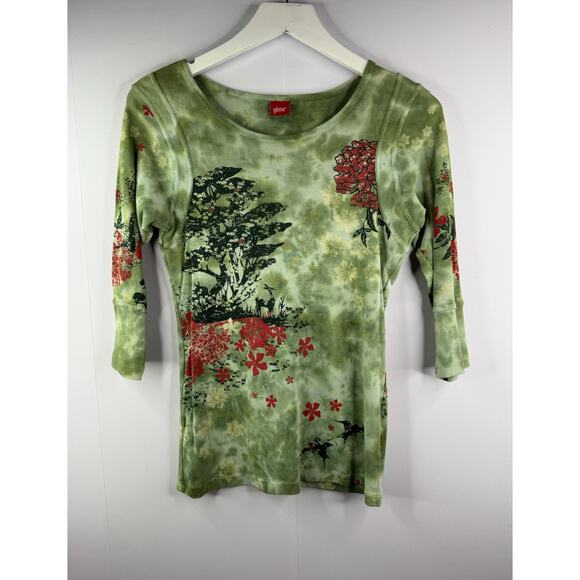 Vintage Y2K Glima USA Knit Top Size S Boho Earthy Forest Fairy Grunge Asian - Picture 1 of 11